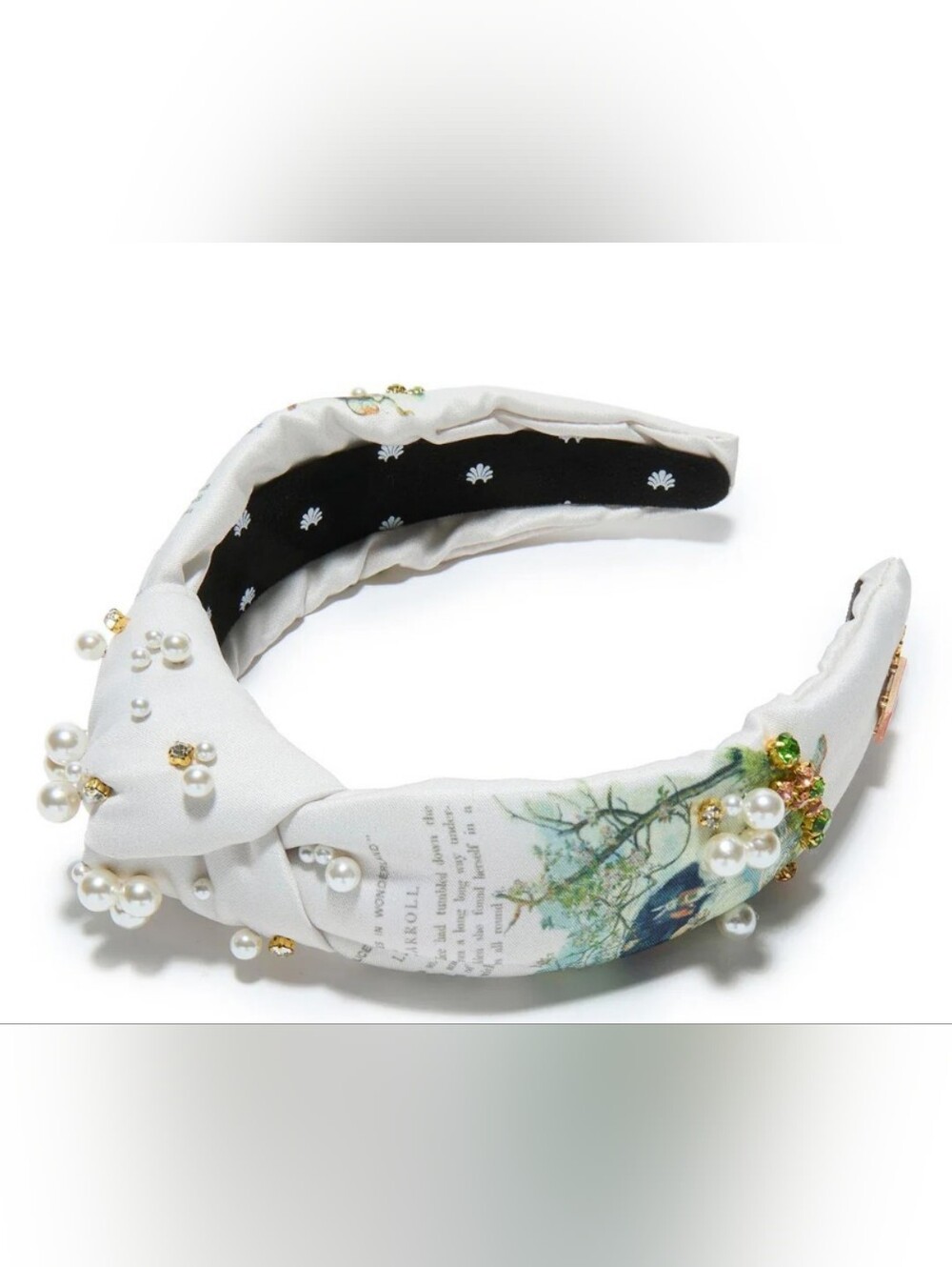 Lele Sadoughi White Pearl Embellished Knotted Headband